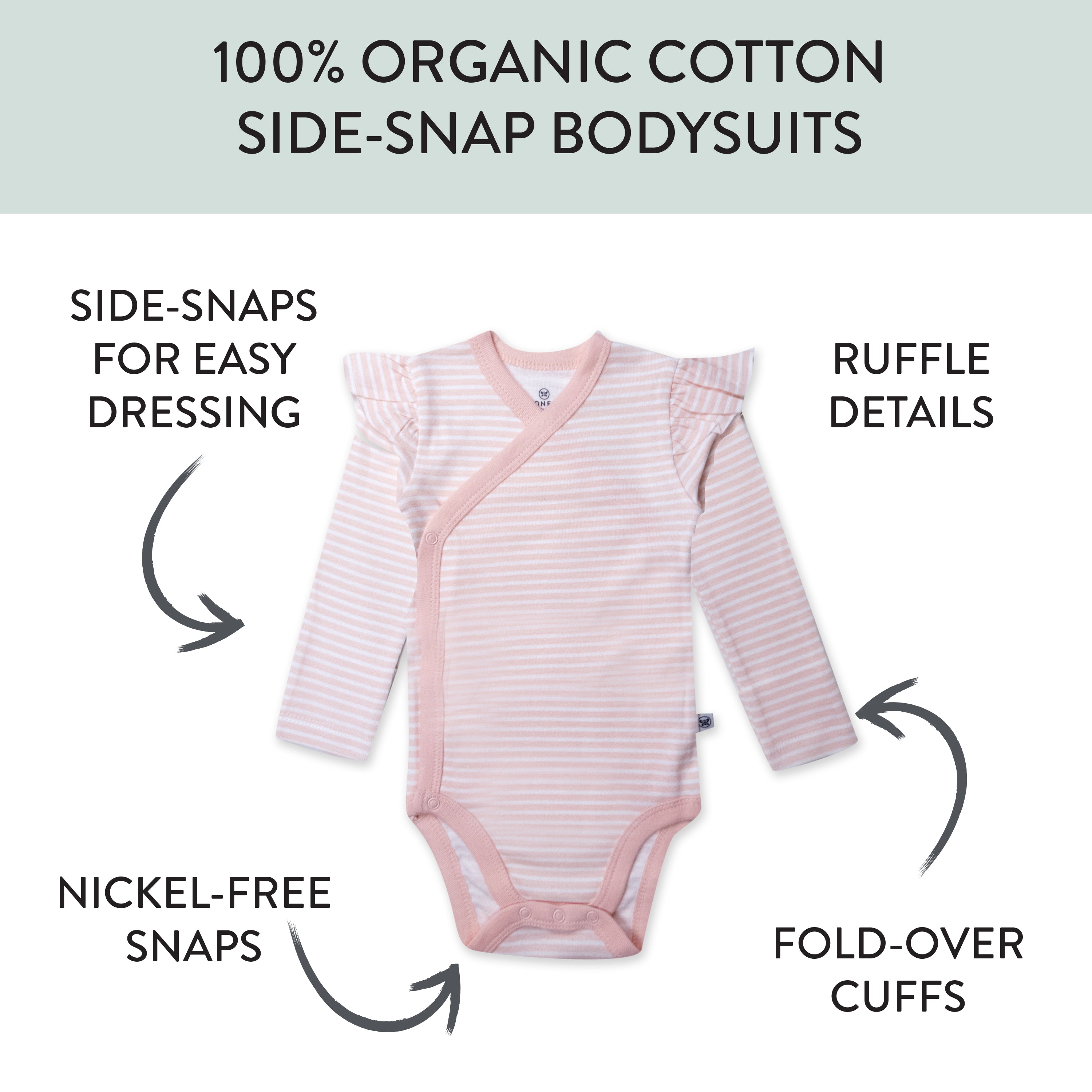3-Pack Organic Cotton Long Sleeve Side-Snap Bodysuits