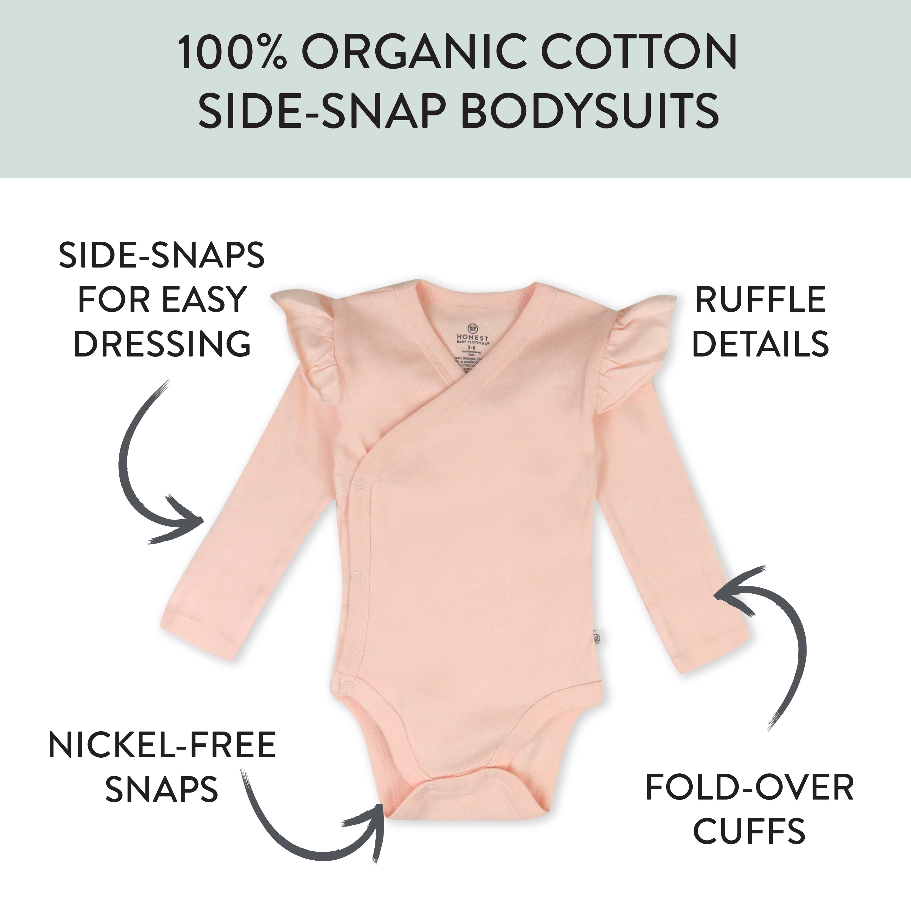 3-Pack Organic Cotton Long Sleeve Side-Snap Bodysuits