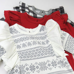 3 Pack Long Sleeve Ruffle Shoulder Bodysuit Set