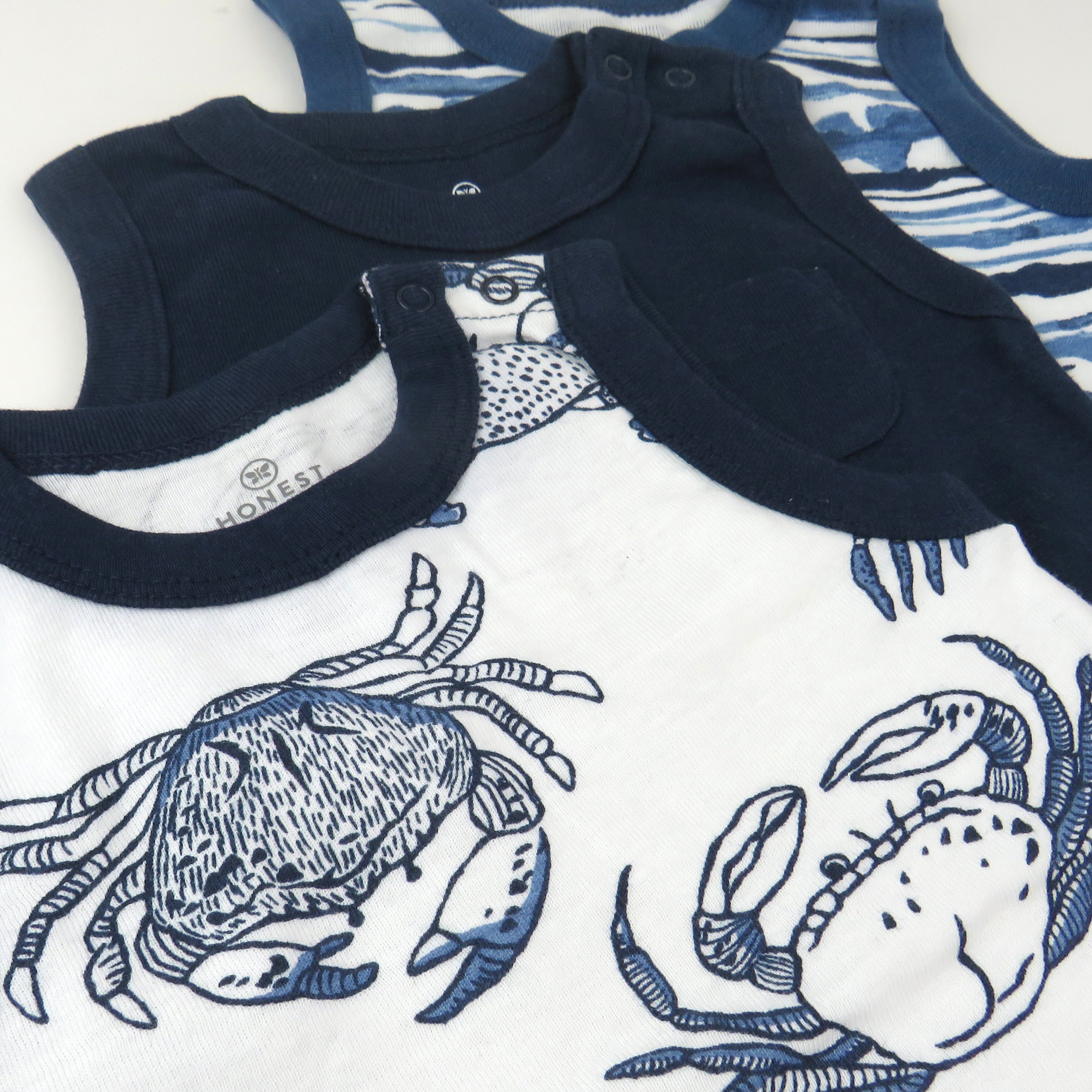 3-Pack Organic Cotton Sleeveless Rompers