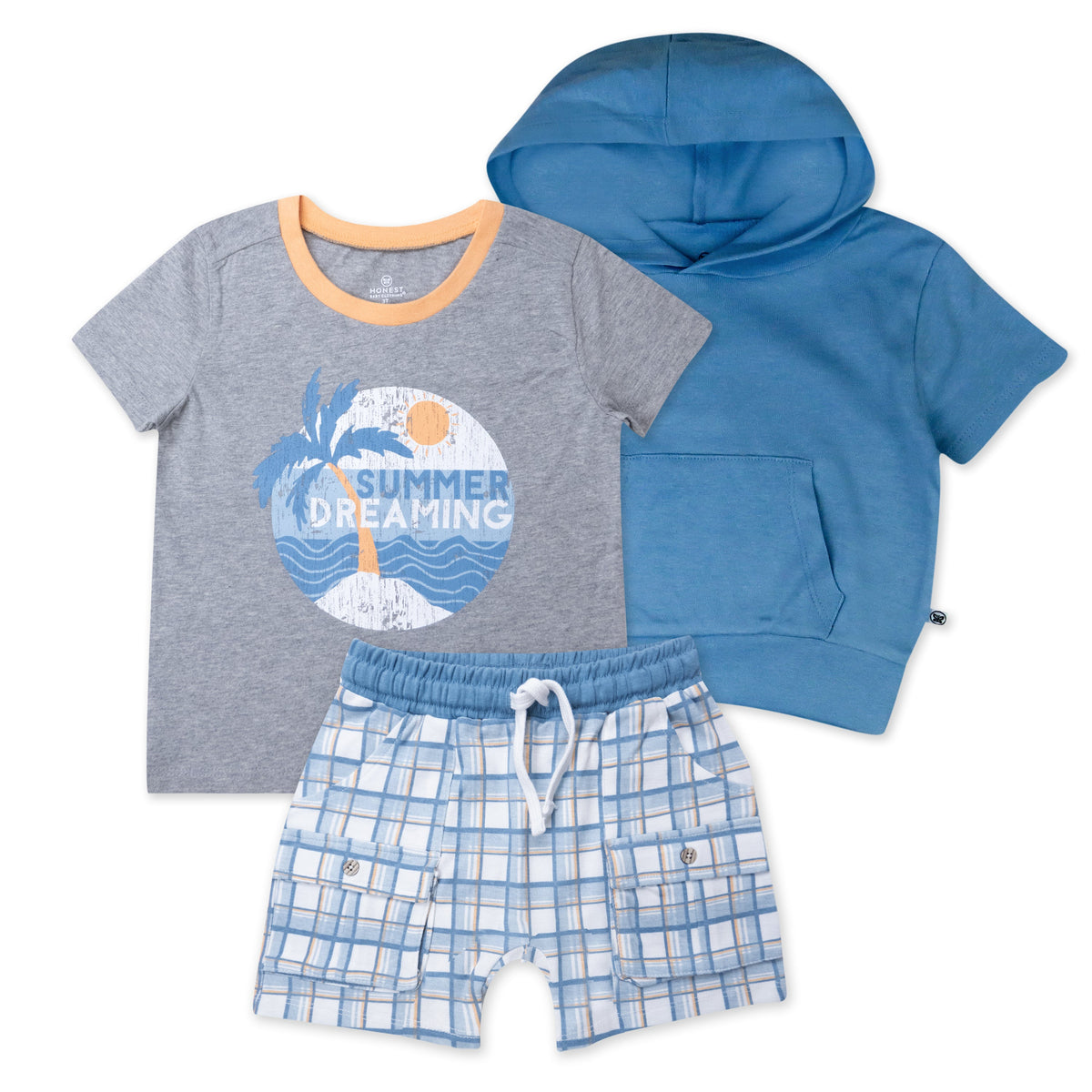 3-Piece Short Sleeve Hoodie, T-shirt and Short Set