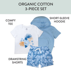 3-Piece Short Sleeve Hoodie, T-shirt and Short Set