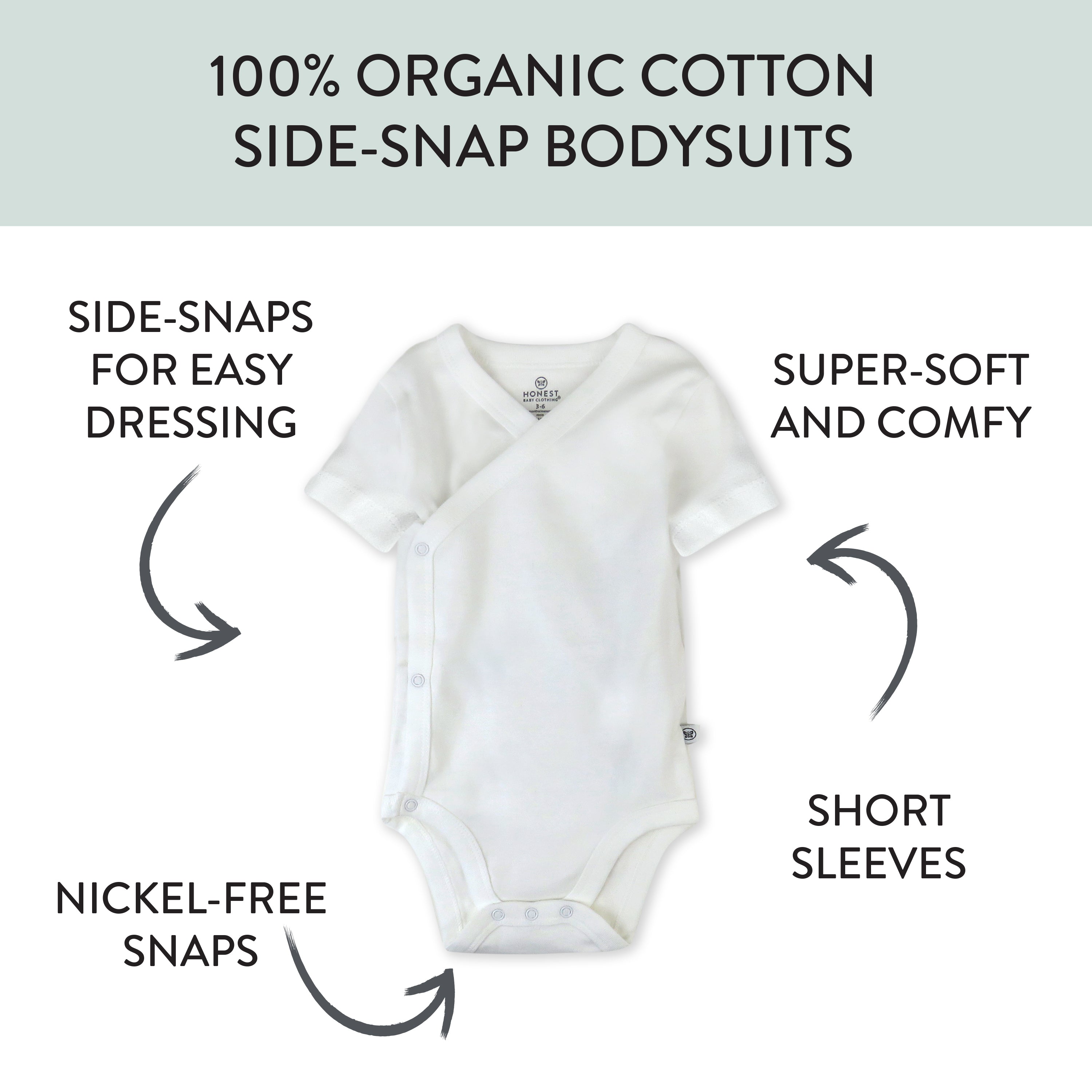 3 Pack Short Sleeve Side Snap Bodysuits