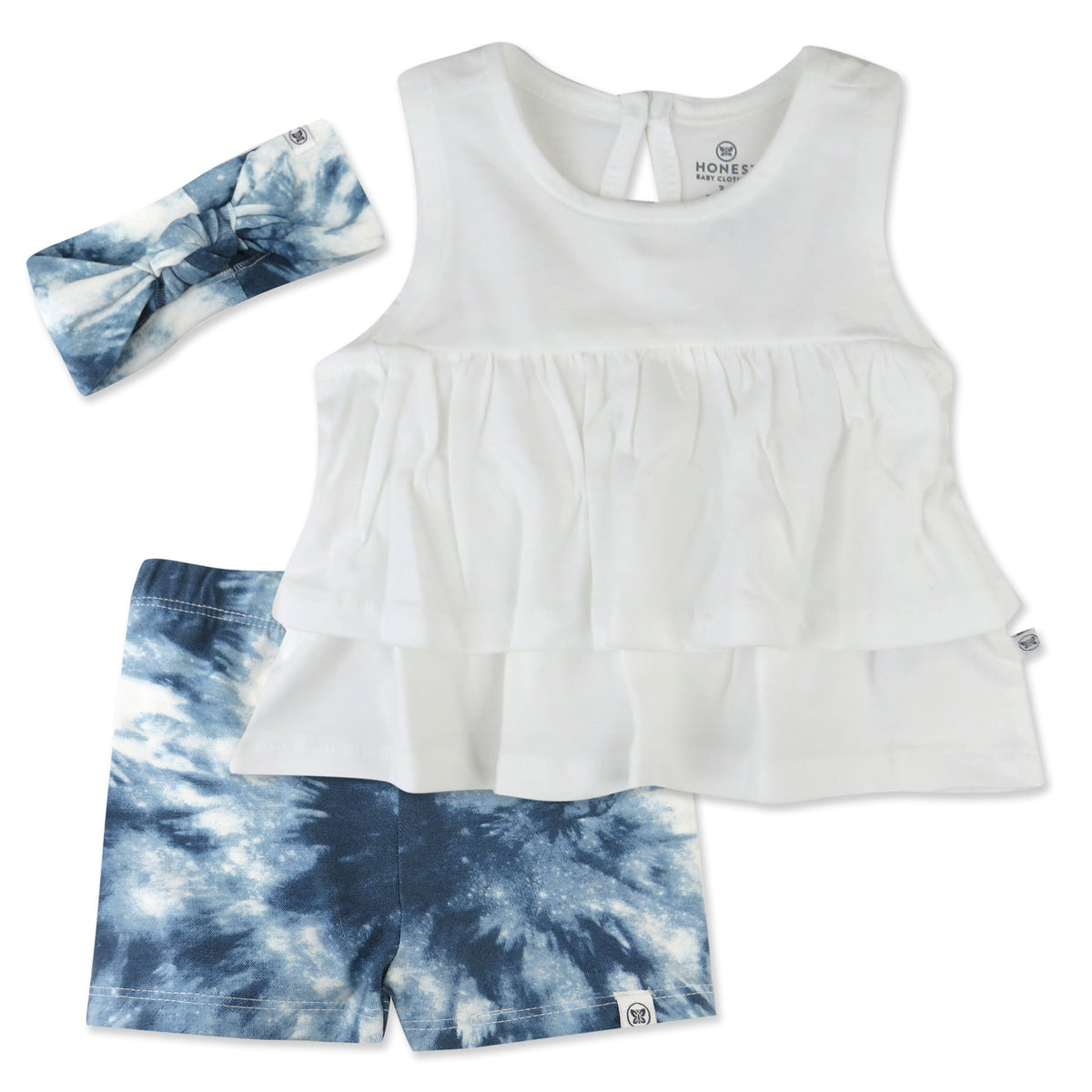 Tiered Shirt, Biker Short & Headband Set