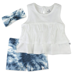 Tiered Shirt, Biker Short & Headband Set