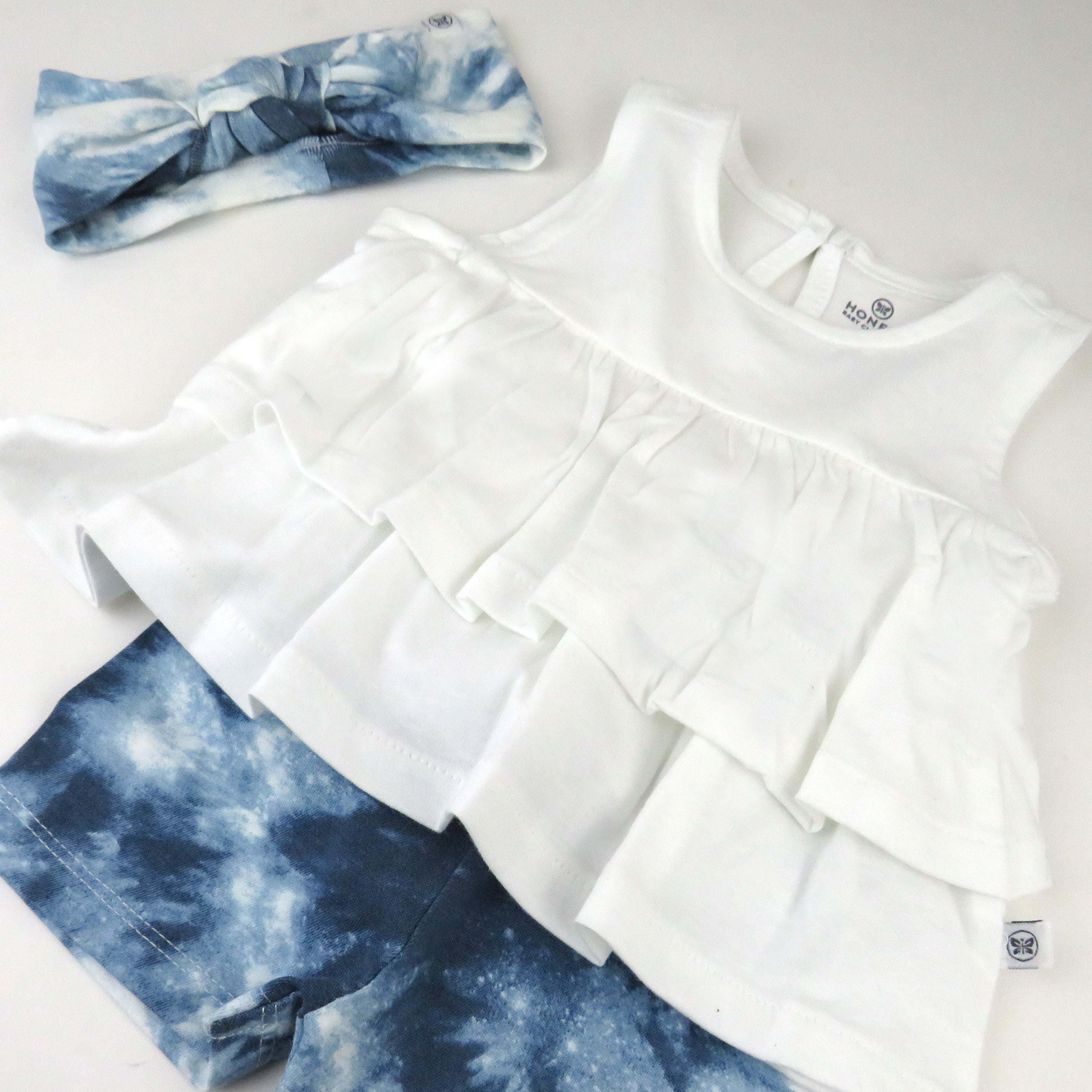 Tiered Shirt, Biker Short & Headband Set