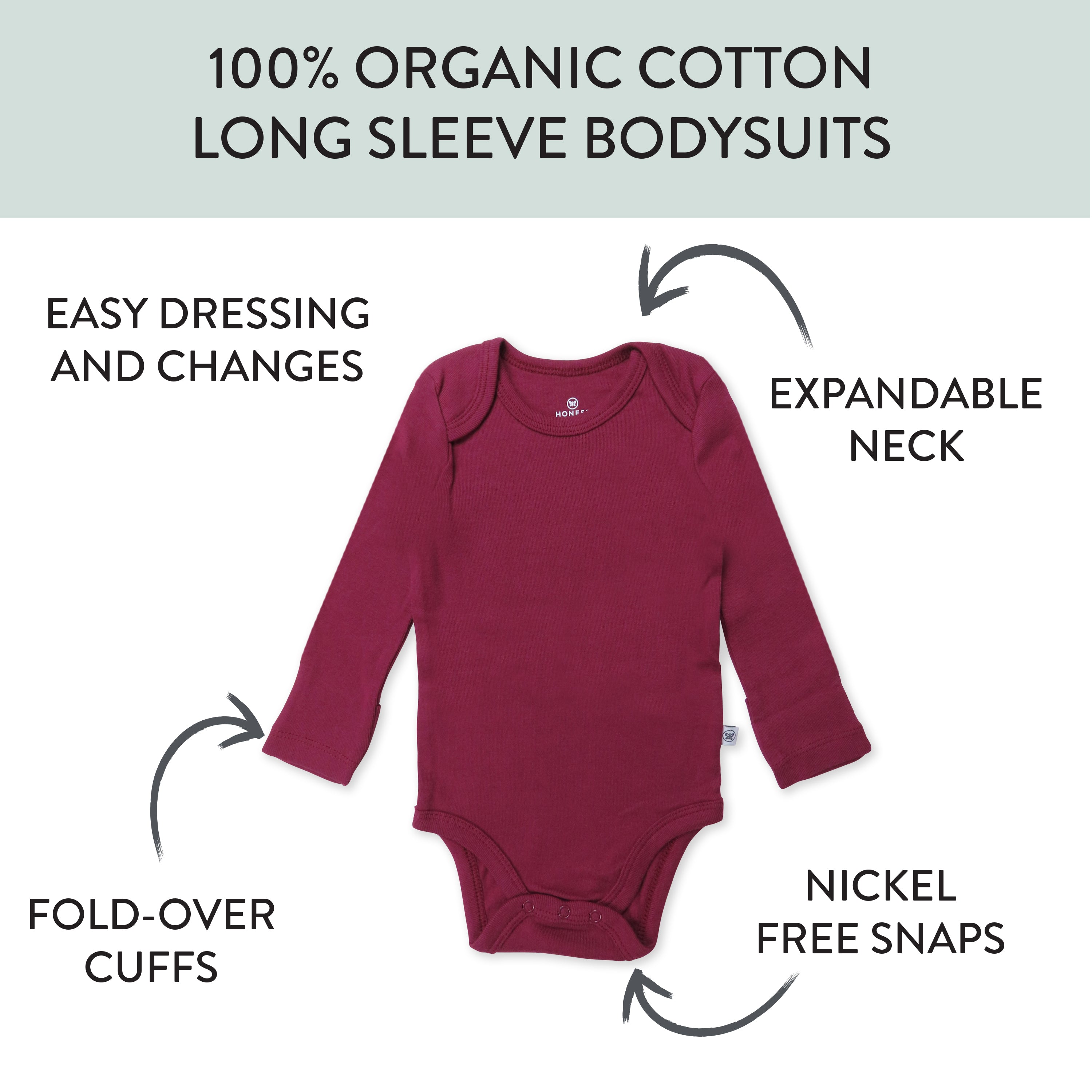 5-Pack Organic Cotton Long Sleeve Bodysuits