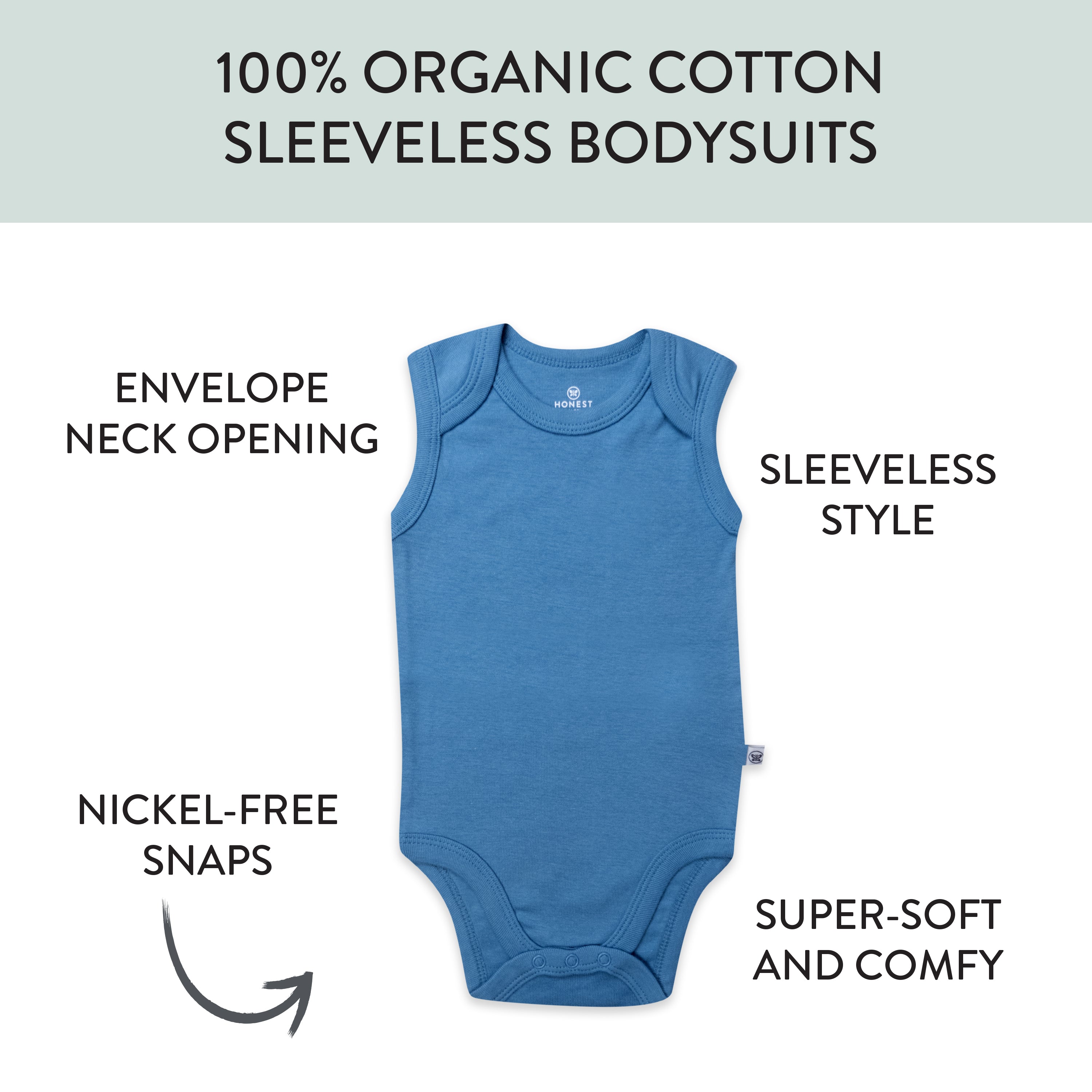 5-Pack Organic Cotton Sleeveless Bodysuits