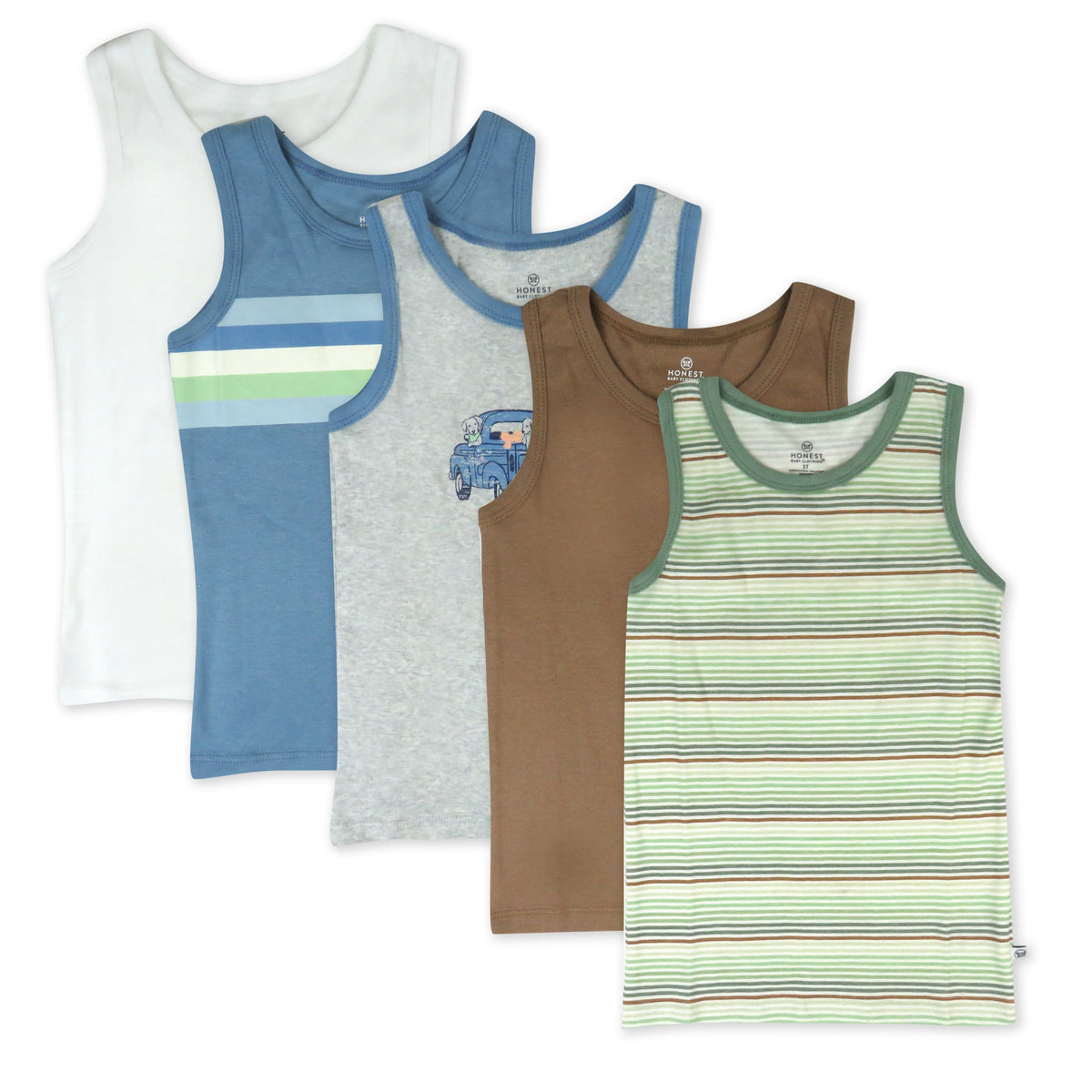 5-Pack Organic Cotton Sleeveless Muscle T-Shirts