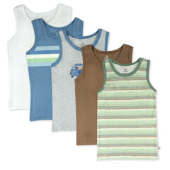5-Pack Organic Cotton Sleeveless Muscle T-Shirts