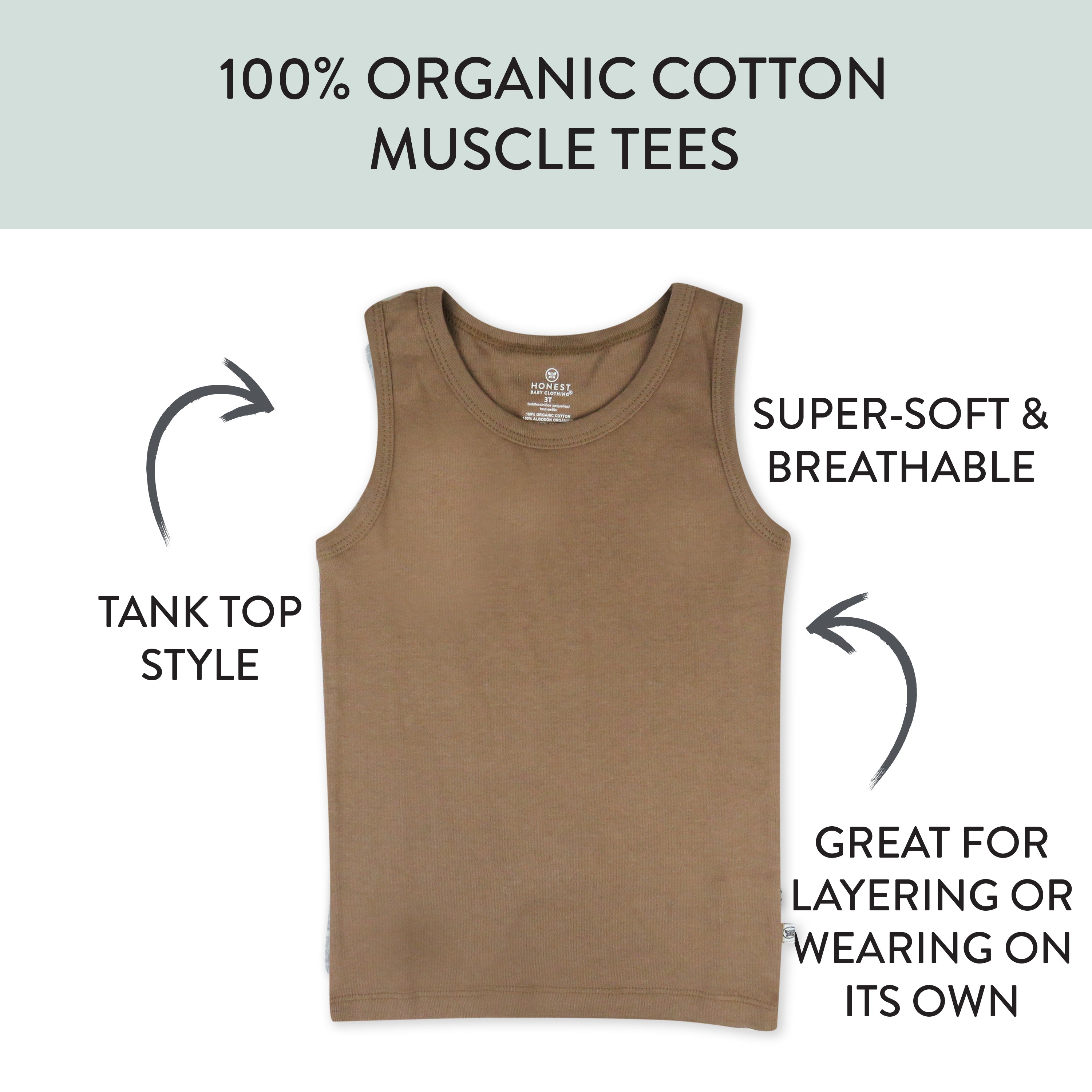 5-Pack Organic Cotton Sleeveless Muscle T-Shirts