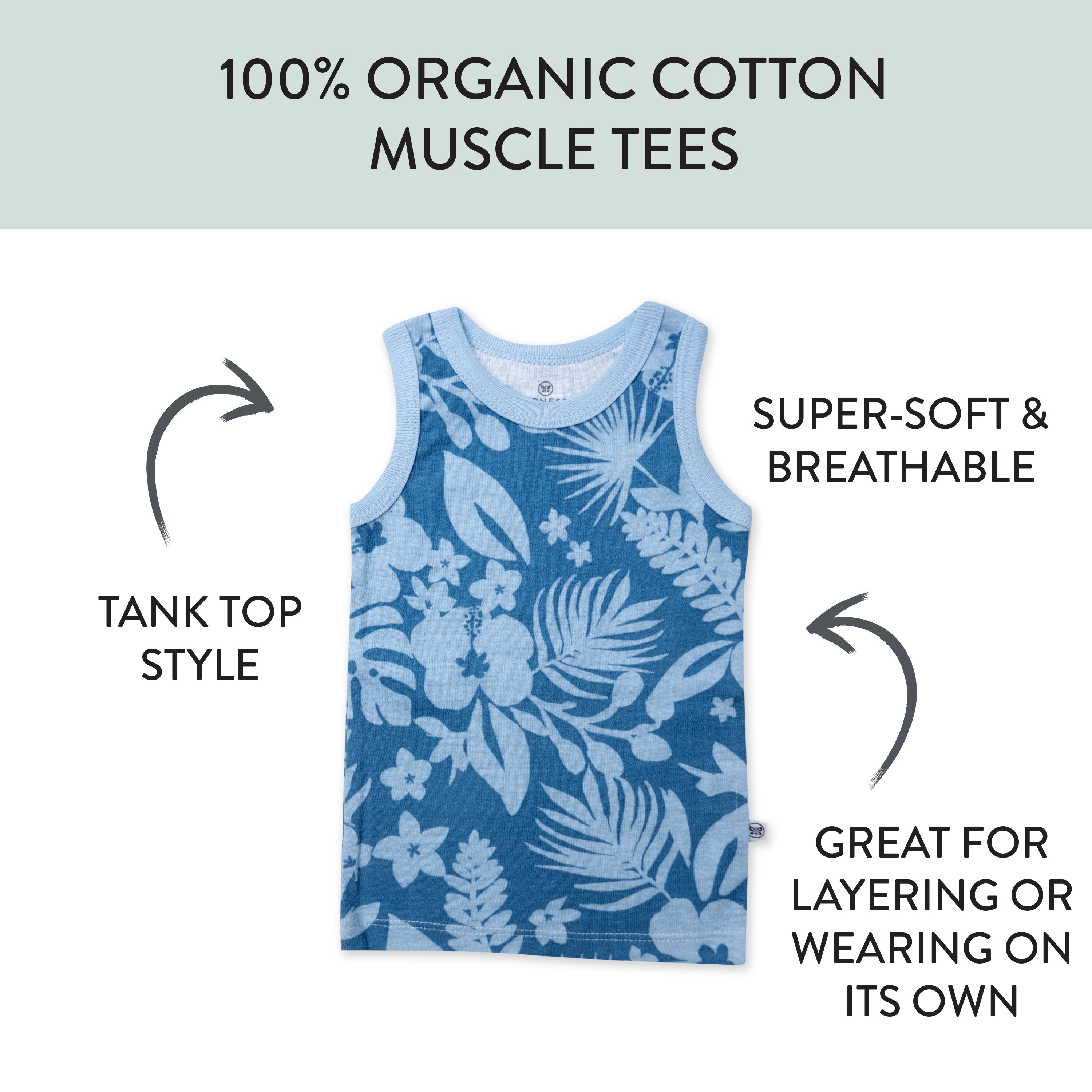 5-Pack Organic Cotton Sleeveless Muscle T-Shirts