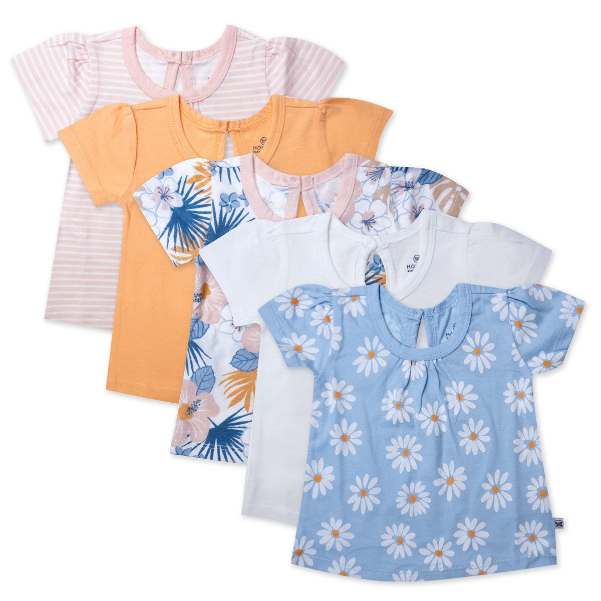5-Pack Organic Cotton Girls' Short Sleeve T-Shirts