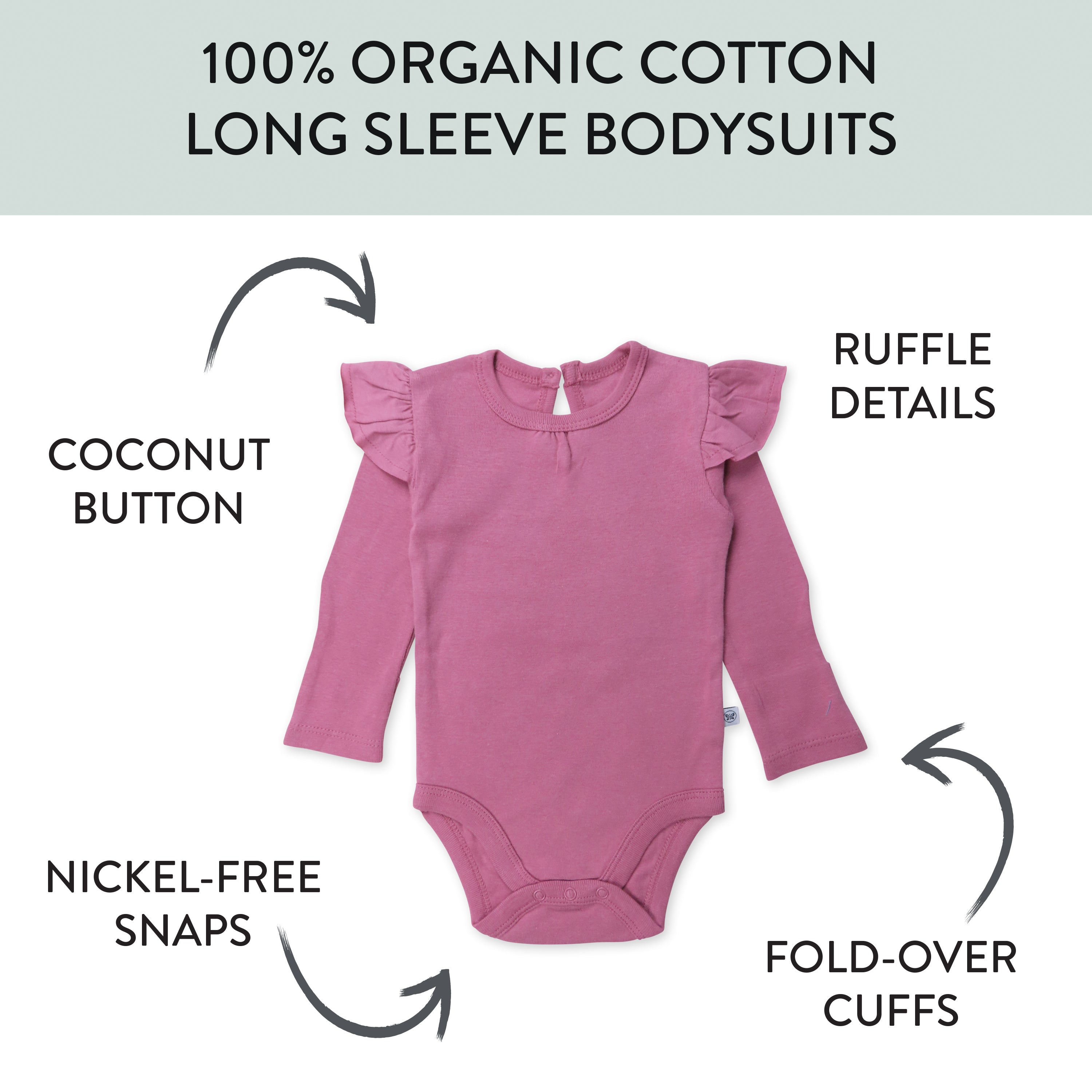 5-Pack Long Sleeve Ruffle Shoulder Bodysuit Set