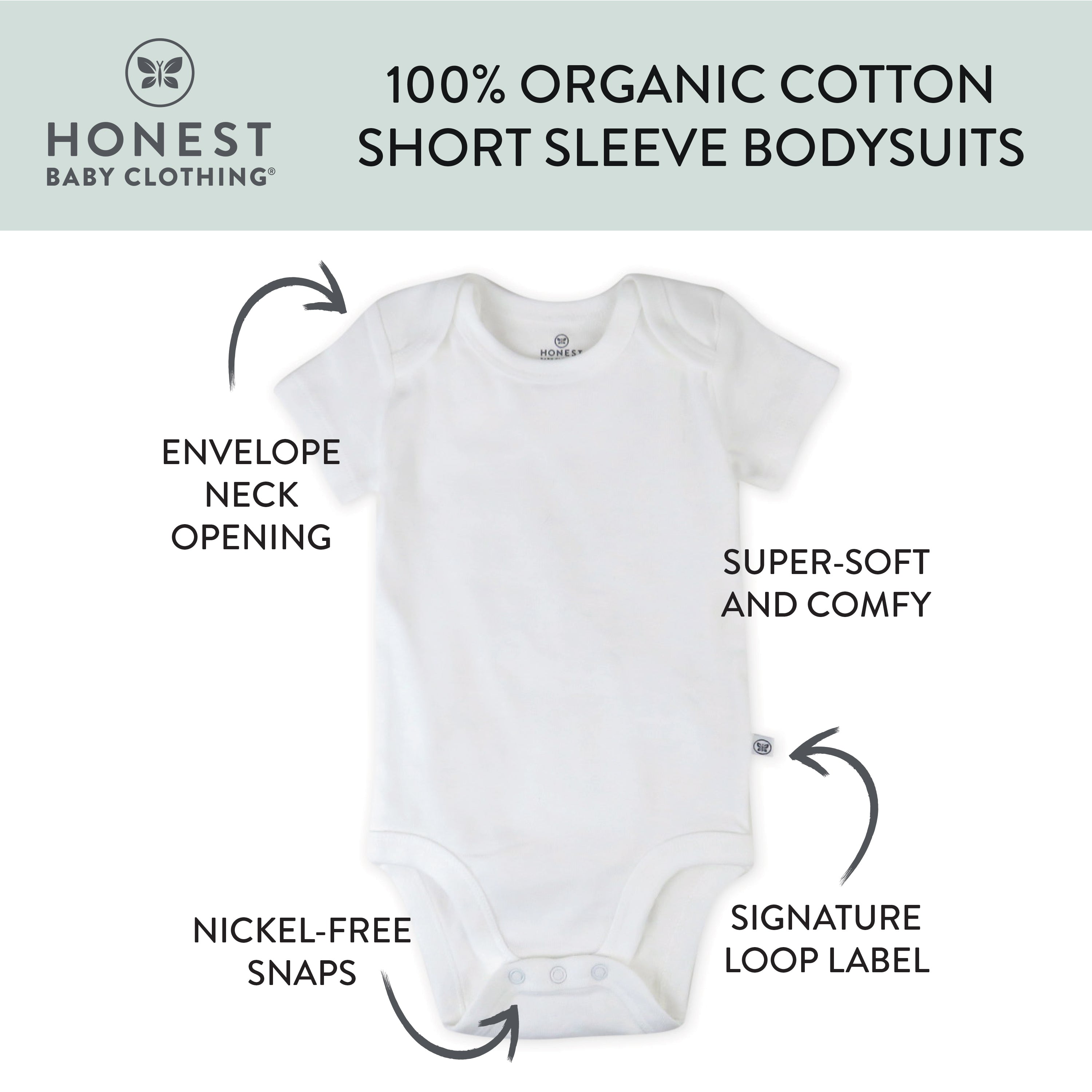6-Pack Organic Cotton Short Sleeve Bodysuits
