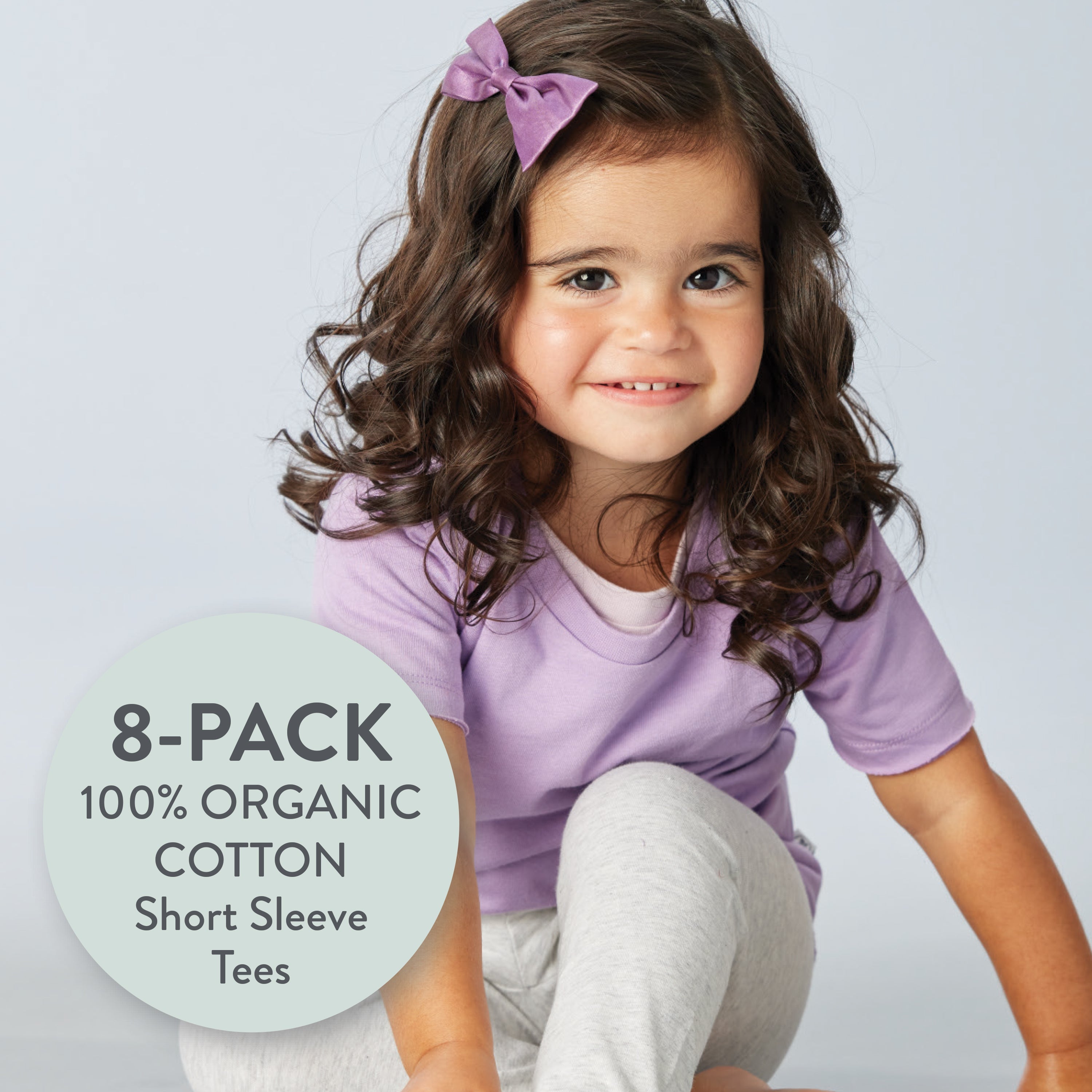 8-Pack Organic Cotton Short Sleeve T-Shirts