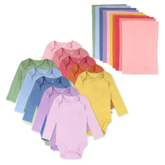 20-Pack Organic Cotton Long Sleeve Bodysuit & Knit Tri-fold Burp Cloth Bundle
