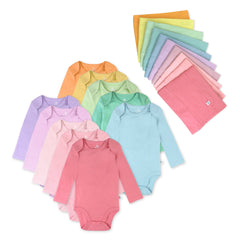 20-Pack Organic Cotton Long Sleeve Bodysuit & Knit Tri-fold Burp Cloth Bundle