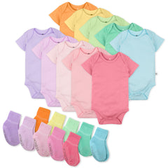 20-Pack Organic Cotton Short Sleeve Bodysuit & Sock Bundle