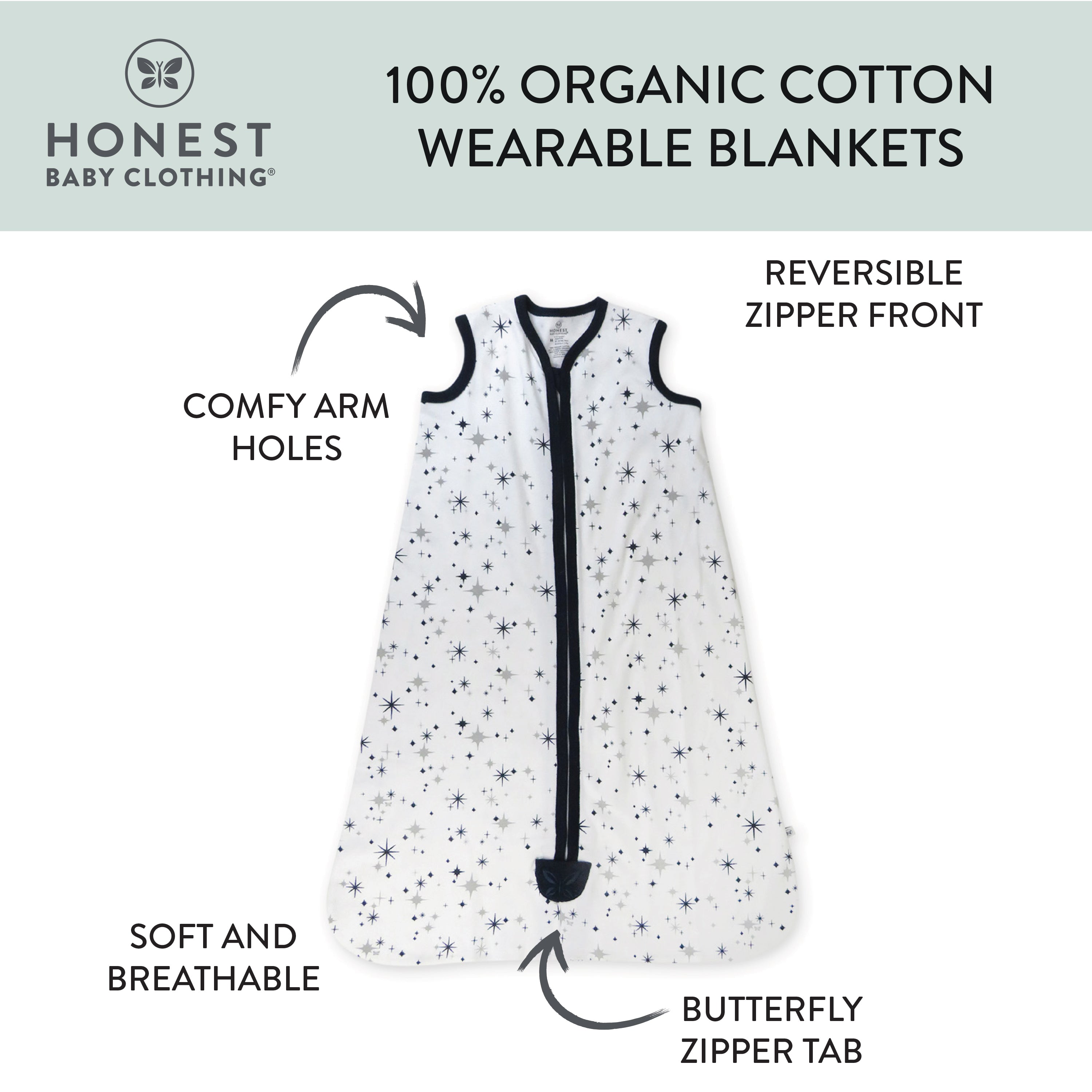 Organic Cotton Zip Front Wearable Blanket