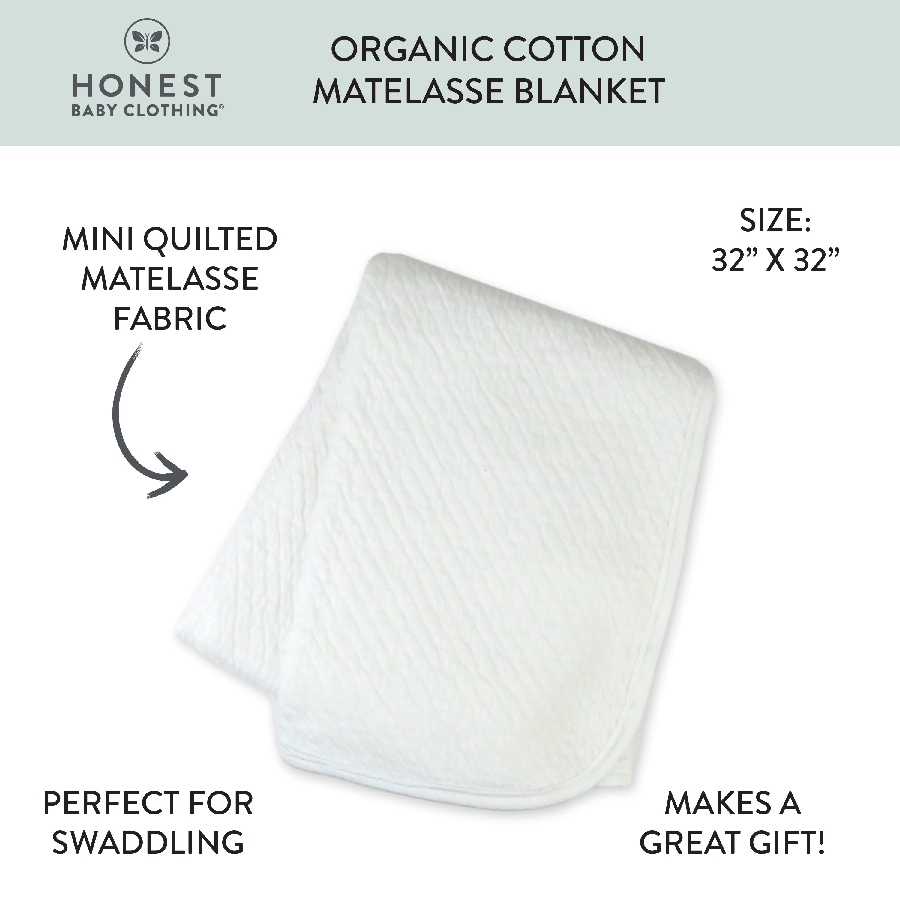 Organic Cotton Matelassé Receiving Blanket