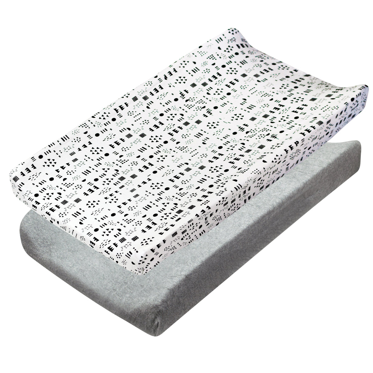 2-Piece Organic Cotton Printed & Terry Changing Pad Cover Set