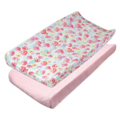 2-Piece Organic Cotton Printed & Terry Changing Pad Cover Set