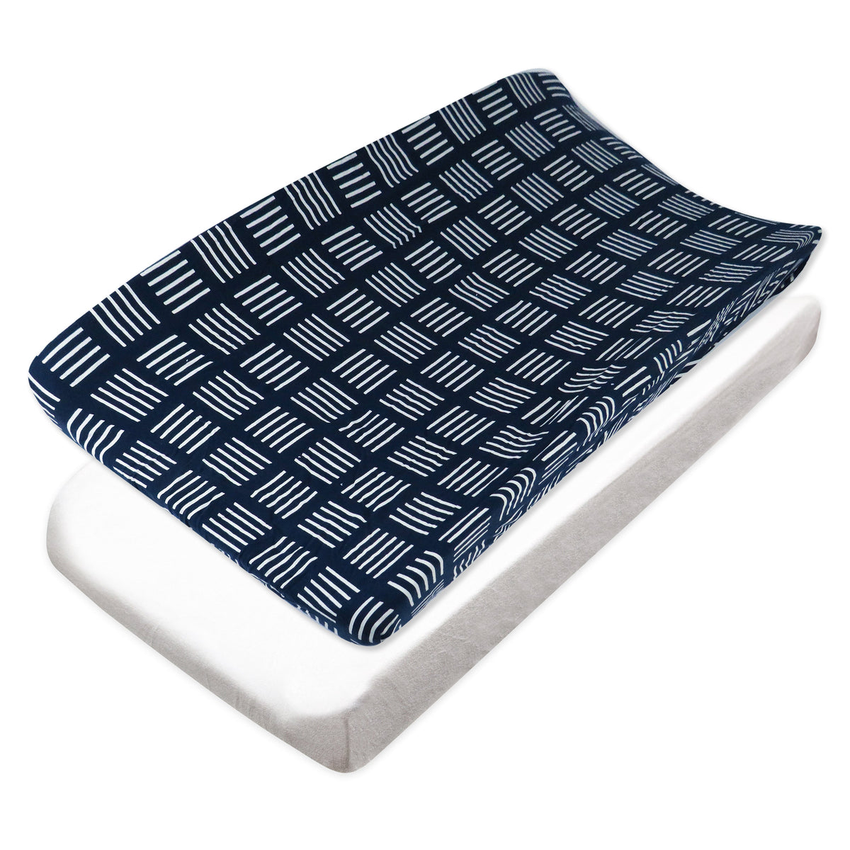 2-Piece Organic Cotton Printed & Terry Changing Pad Cover Set