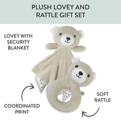 Bear Lovey and Rattle BEARY CUTE Gift Set