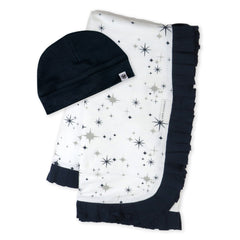 2-Piece Knit Stroller Blanket and Baby Hat