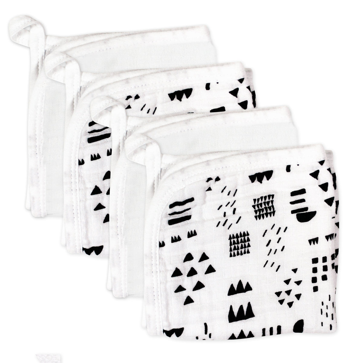 4-Pack Organic Cotton Triple-Layer Woven Washcloths