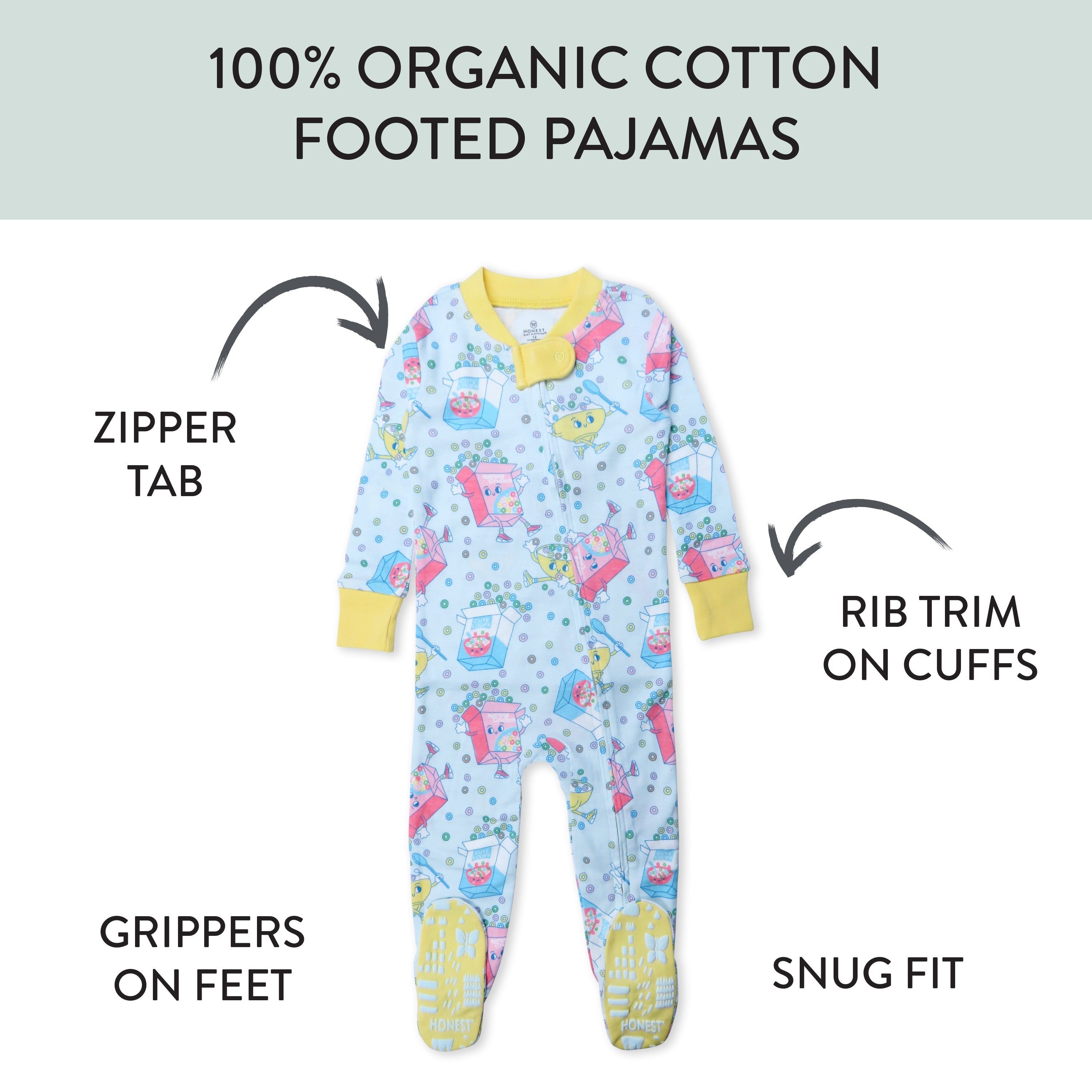 Organic Cotton Fun Foods Pajamas For Babies & Toddlers