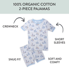 2-Piece Organic Cotton Short Sleeve & Shorts Pajama Set