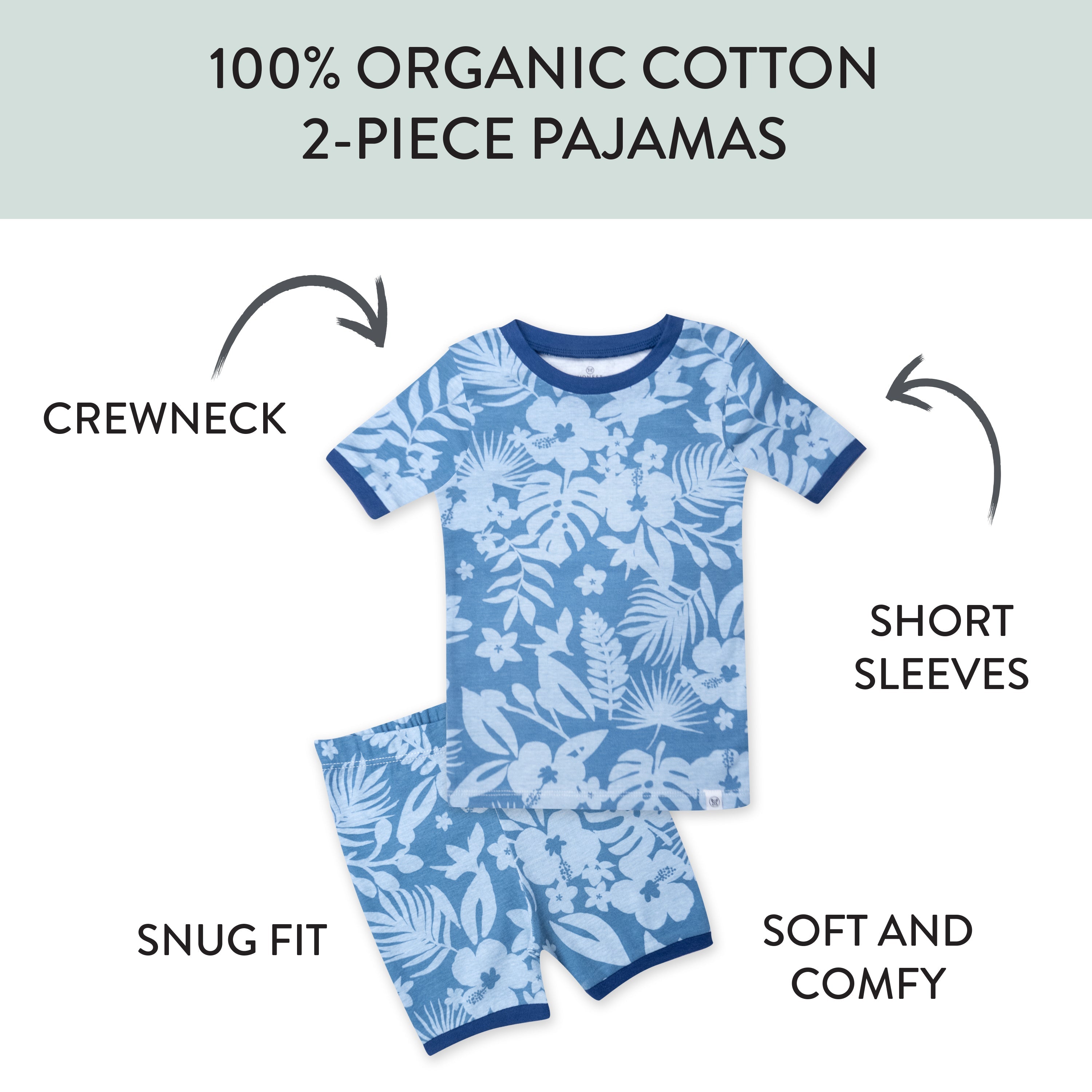 2-Piece Organic Cotton Short Sleeve & Shorts Pajama Set