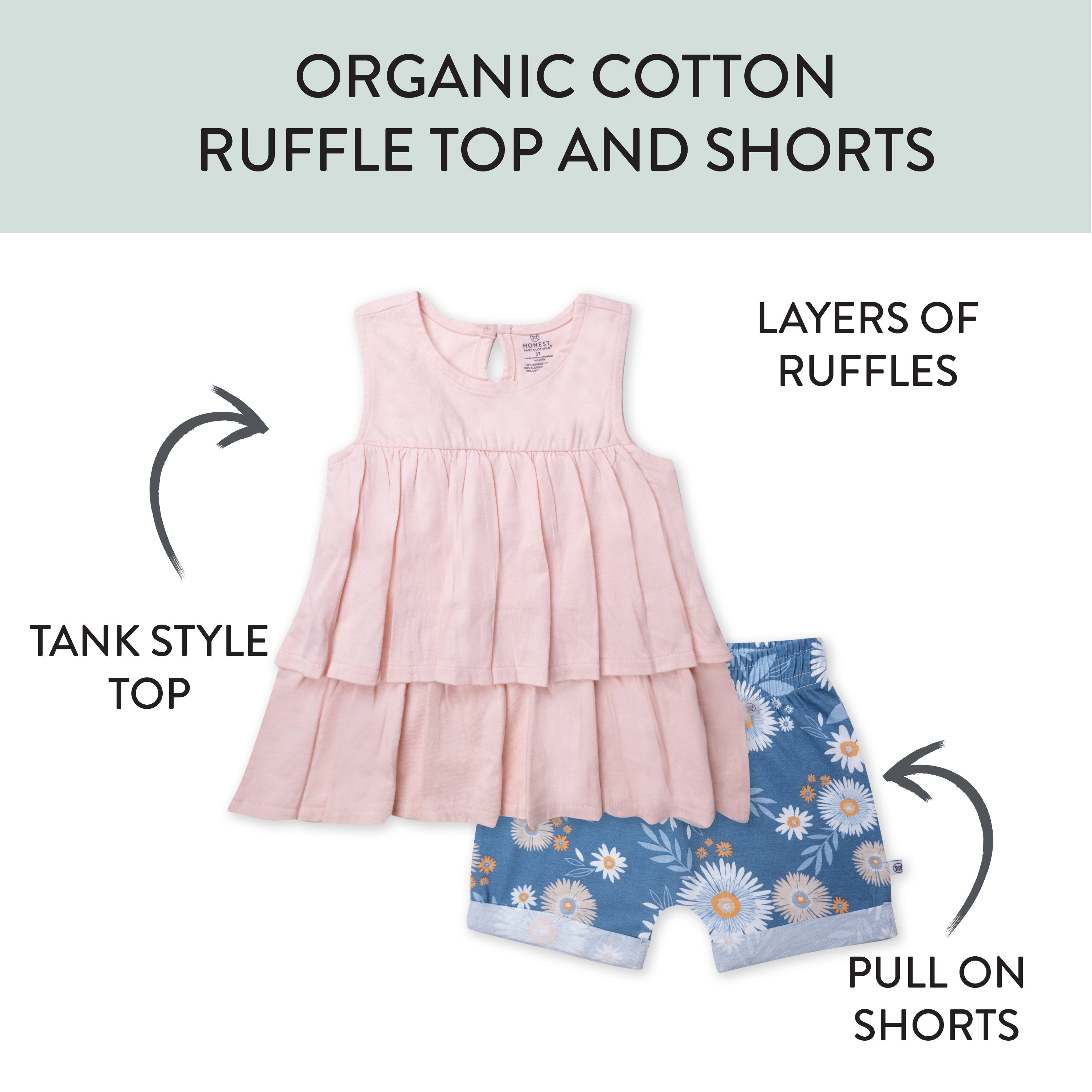 Toddler 2-Piece Ruffle Layered Shirt and Cuffed Short Set