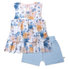 Toddler 2-Piece Ruffle Layered Shirt and Cuffed Short Set