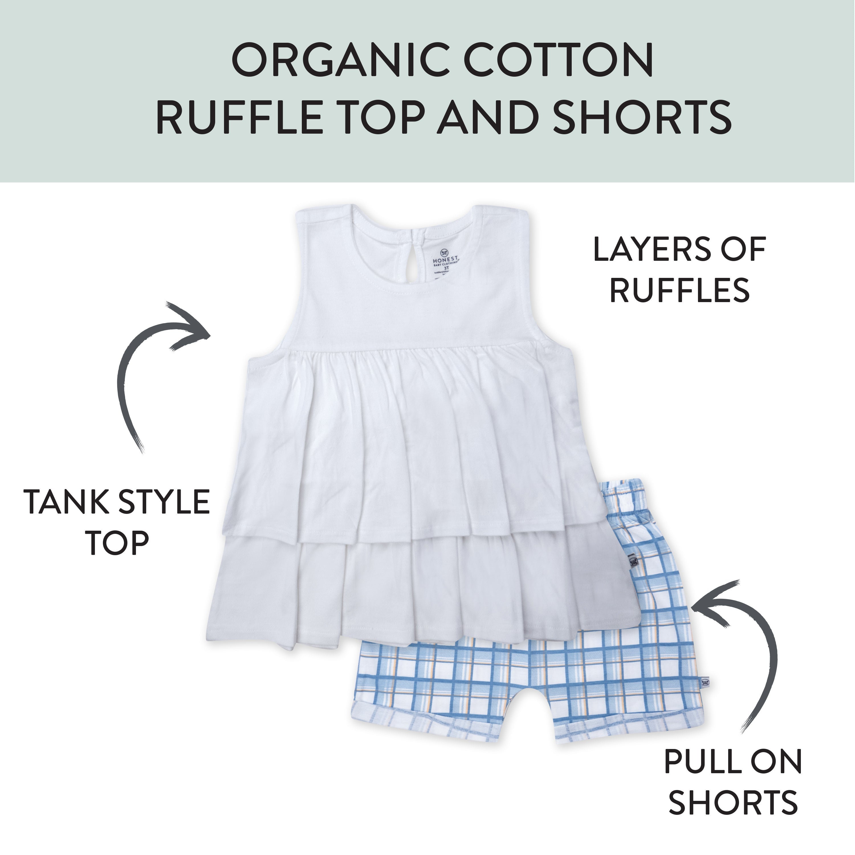 Toddler 2-Piece Ruffle Layered Shirt and Cuffed Short Set