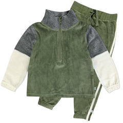 2-Piece Velour Quarter Zip Sweatsuit