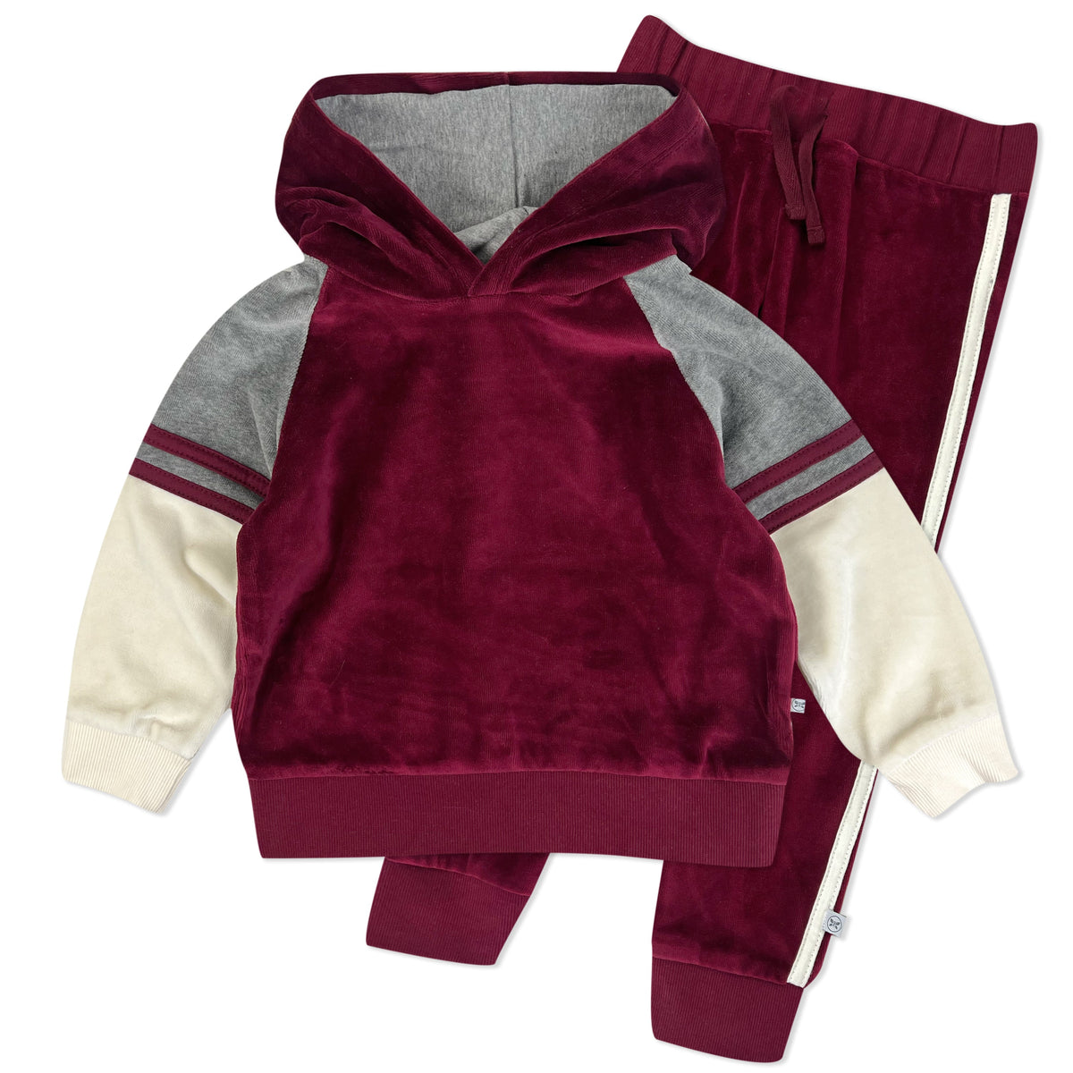 2 Piece Cozy Velour Pop Over Hoodie and Sweatpant Set
