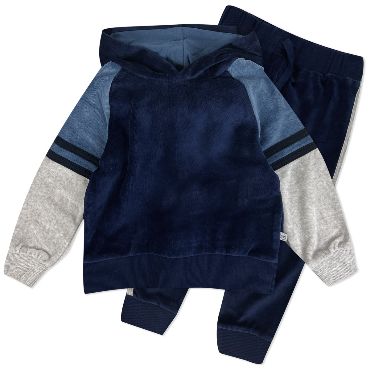 2 Piece Cozy Velour Pop Over Hoodie and Sweatpant Set