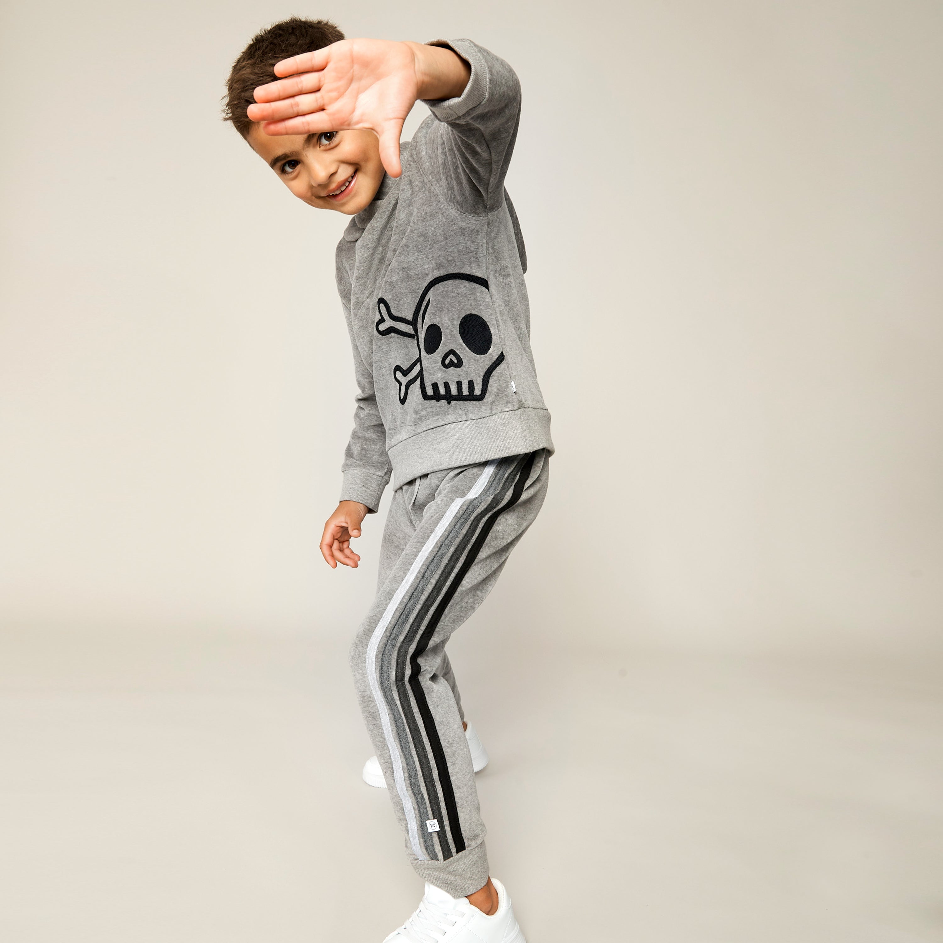 2 Piece Cozy Velour Pop Over Hoodie and Sweatpant Set