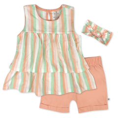 Toddler 3-Piece Ruffle Top, Short and Headband Set