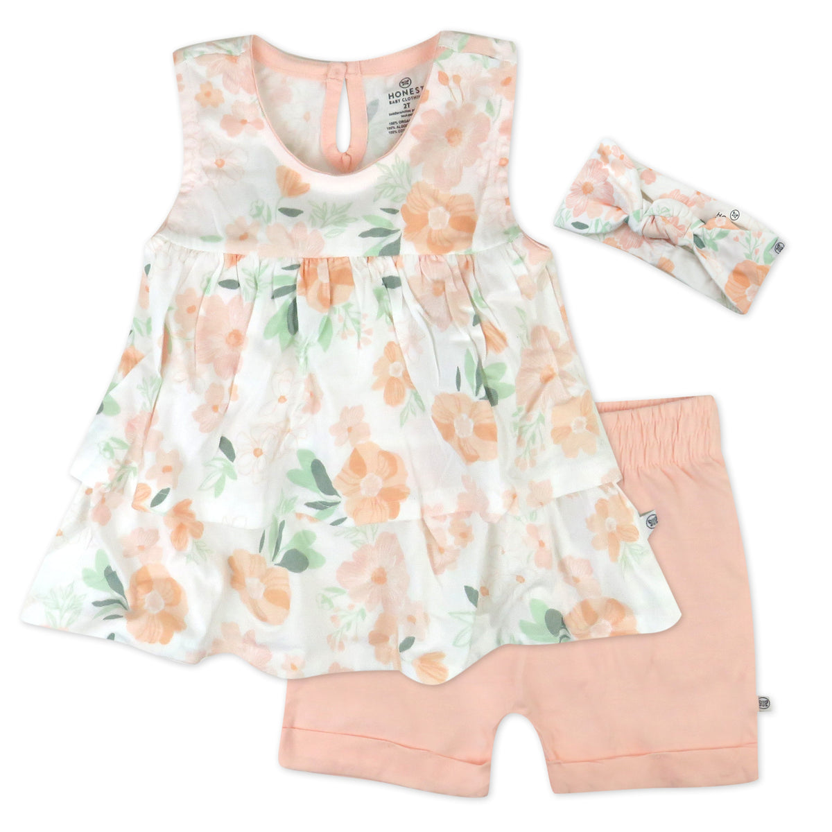 Toddler 3-Piece Ruffle Top, Short and Headband Set