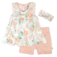 Toddler 3-Piece Ruffle Top, Short and Headband Set