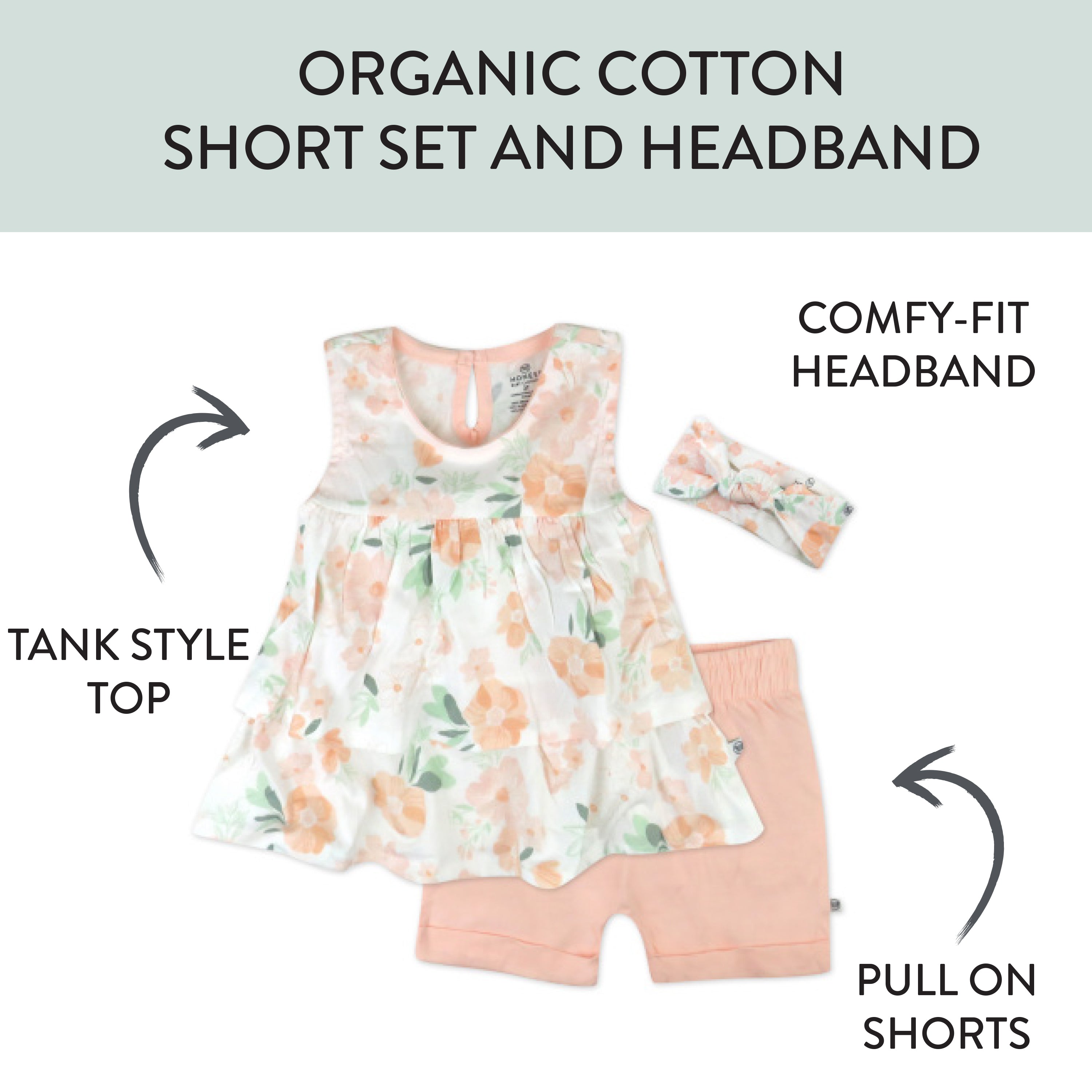 Toddler 3-Piece Ruffle Top, Short and Headband Set