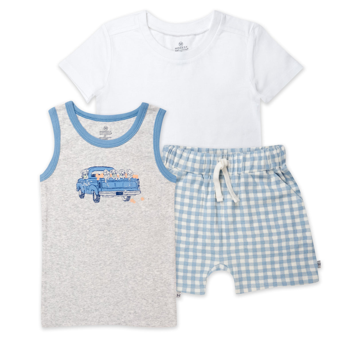 Toddler 3-Piece Short Sleeve T-Shirt, Muscle and Short Set