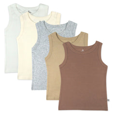 5-Pack Organic Cotton Sleeveless Muscle T-Shirts