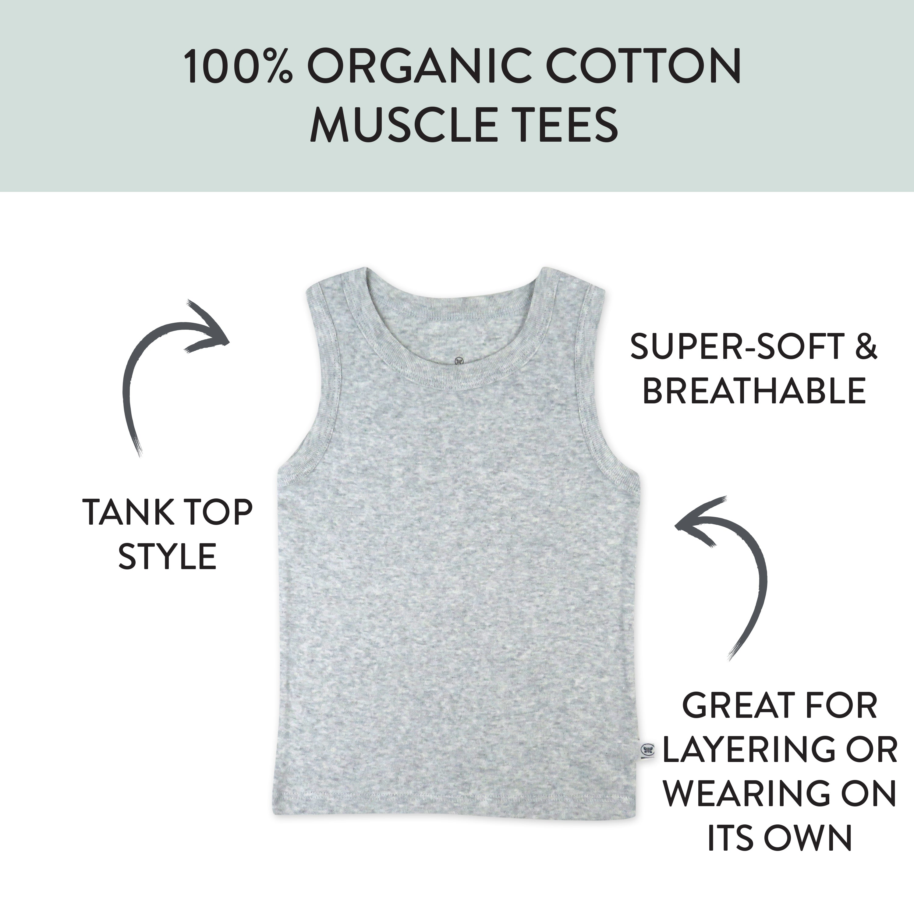 5-Pack Organic Cotton Sleeveless Muscle T-Shirts