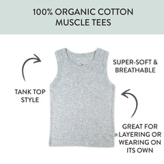 5-Pack Organic Cotton Sleeveless Muscle T-Shirts