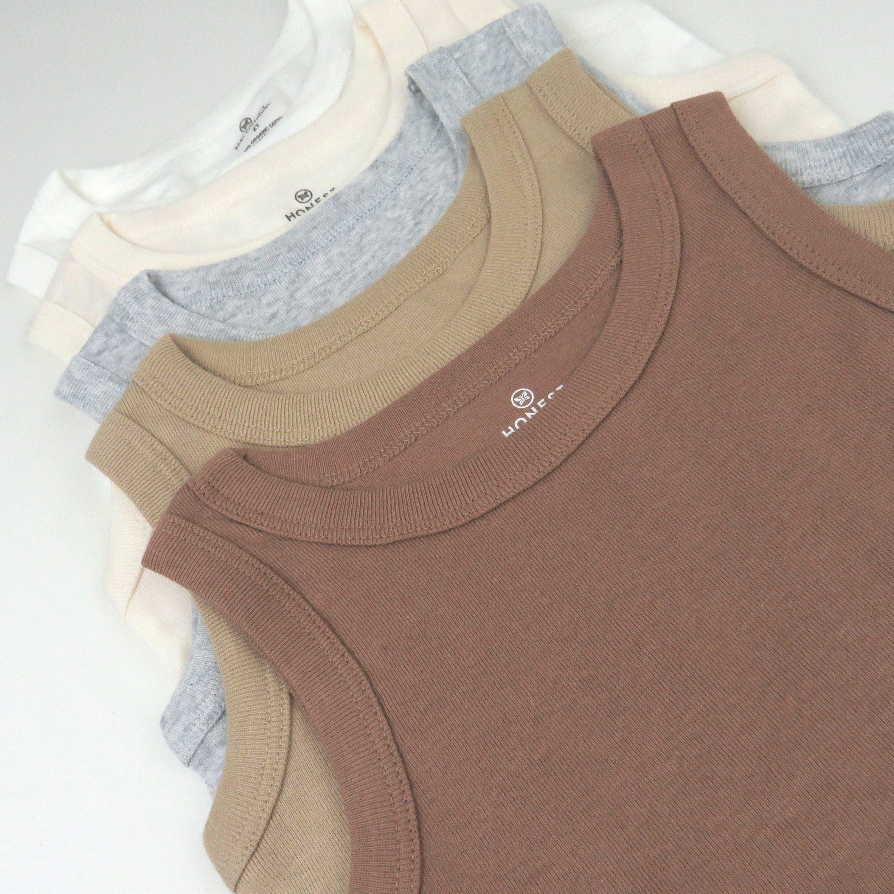 5-Pack Organic Cotton Sleeveless Muscle T-Shirts